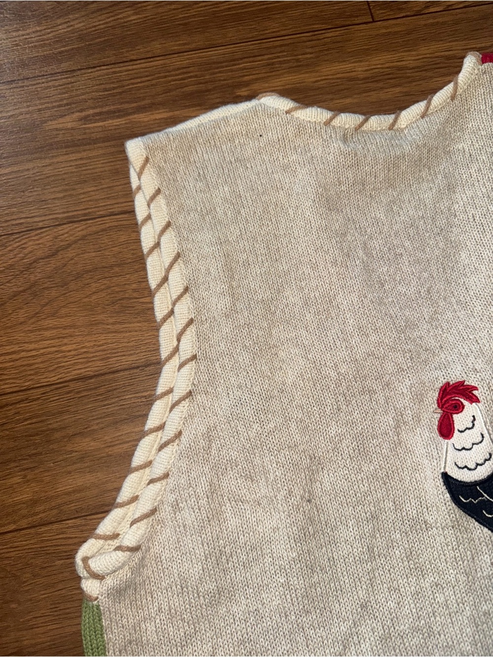 Vintage 90s Mandal Bay Knit Chicken Rooster Embroidered Sweater Vest Size Xl - Picture 13 of 13